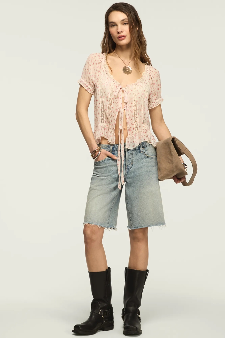 FLOWY RUFFLE SWING TOP — CREAM DITSY — image 5
