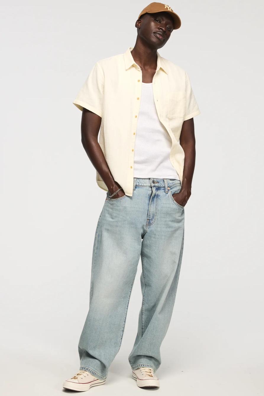 SHORT SLEEVE DOUBLE GAUZE SHIRT — TOFU — image 5