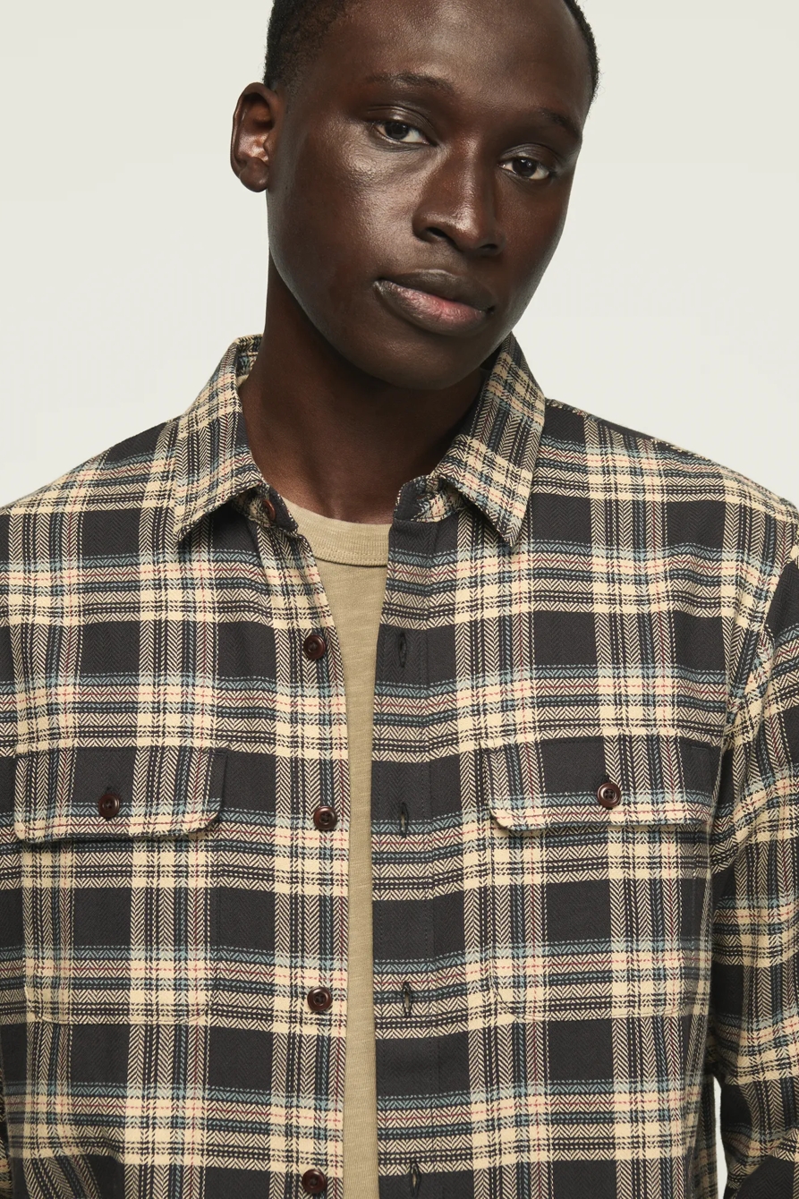 HERRINGBONE LONG SLEEVE HUMBOLDT SHIRT — BLACK MULTI PLAID — image 5