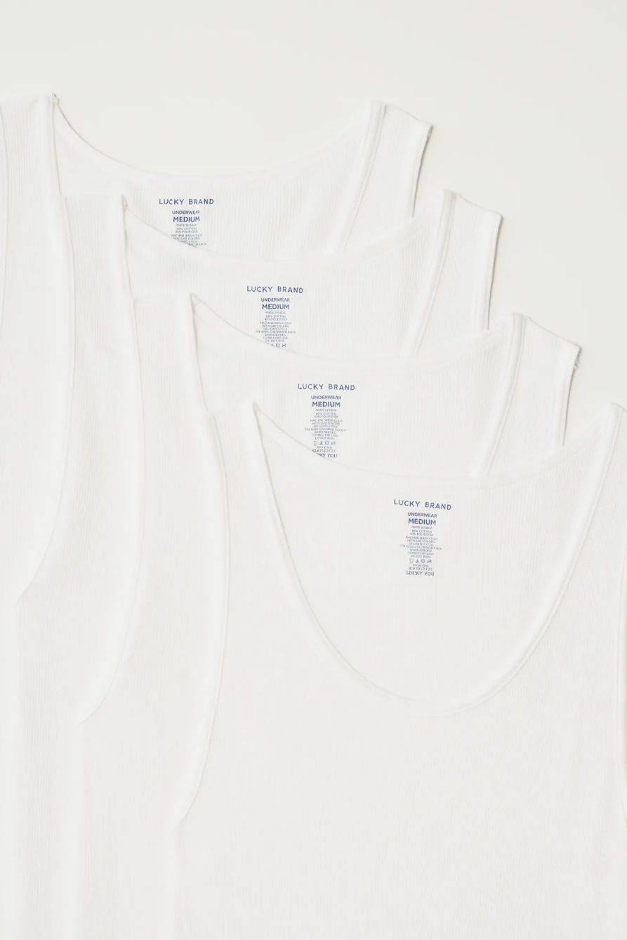 4 PACK A-SHIRT TANK TOPS — WHITE — image 2