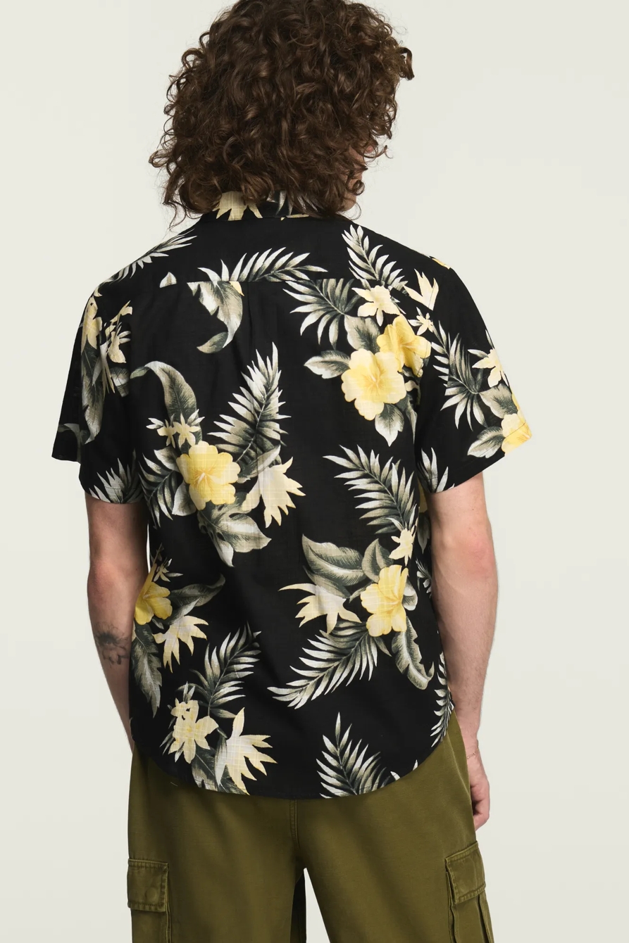 SHORT SLEEVE PRINTED SAN GABRIEL SHIRT — BLACK FLORAL — image 3