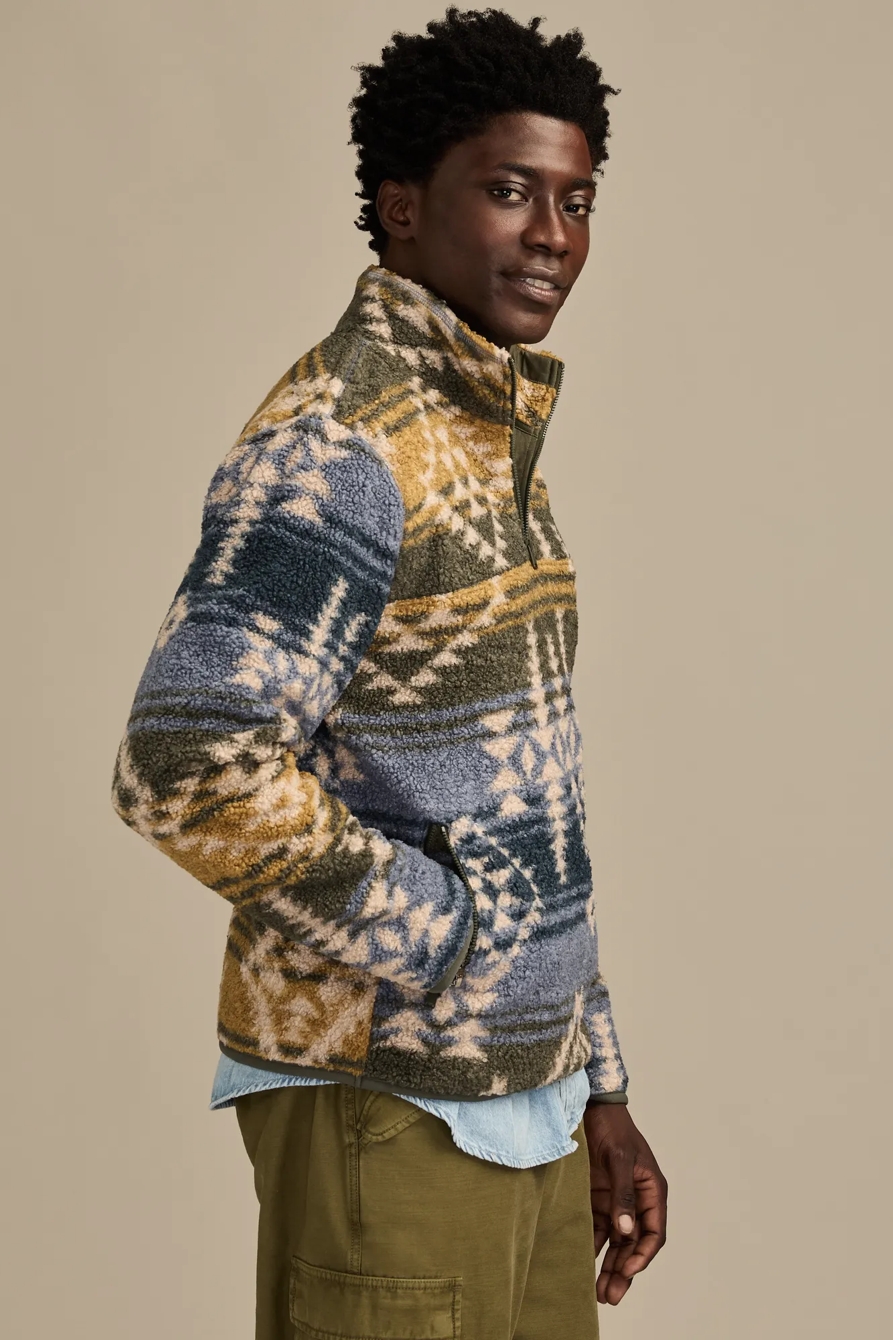 FAUX SHEARLING 1/4 ZIP — BLUE MULTI — image 4
