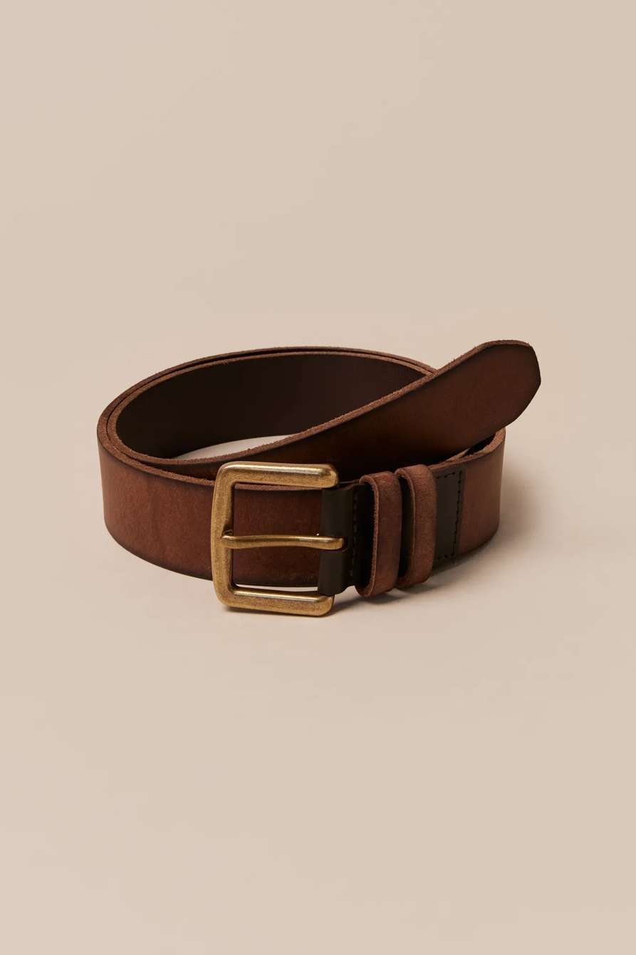 DOUBLE KEEPER LEATHER BELT — DARK BROWN — image 1