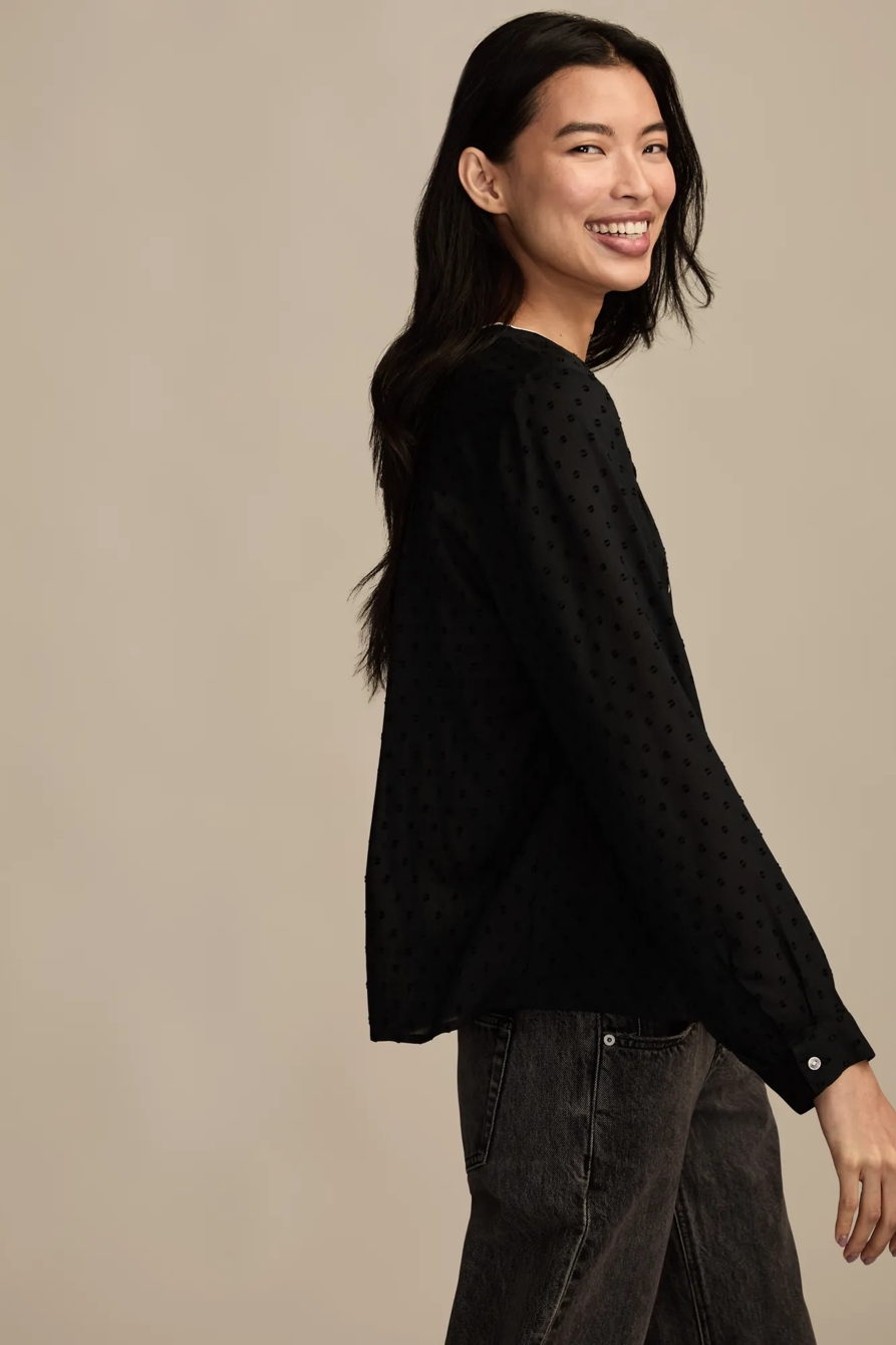 NOVELTY BUTTONDOWN TOP — CAVIAR — image 4