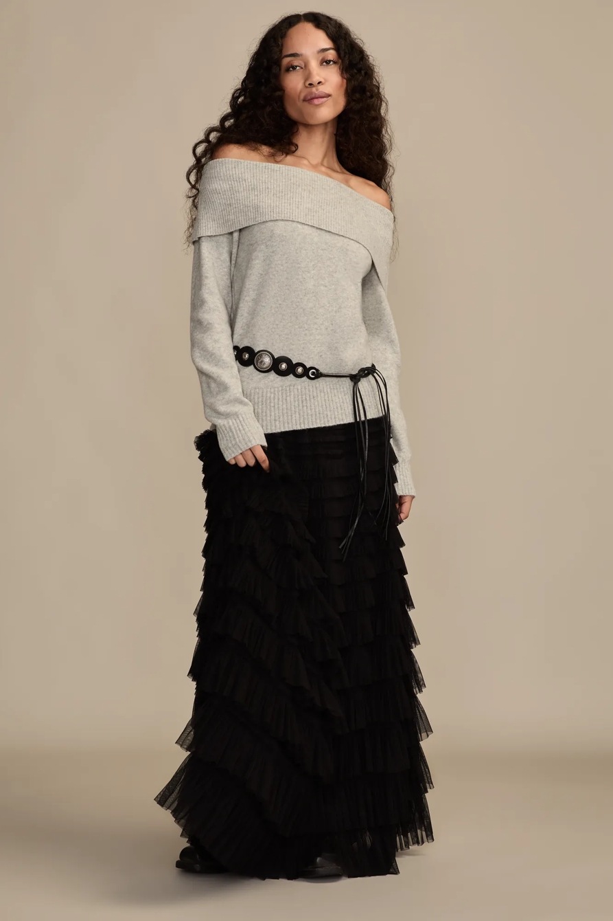CLOUD SOFT OFF THE SHOULDER SWEATER — LIGHT HEATHER GREY — image 6