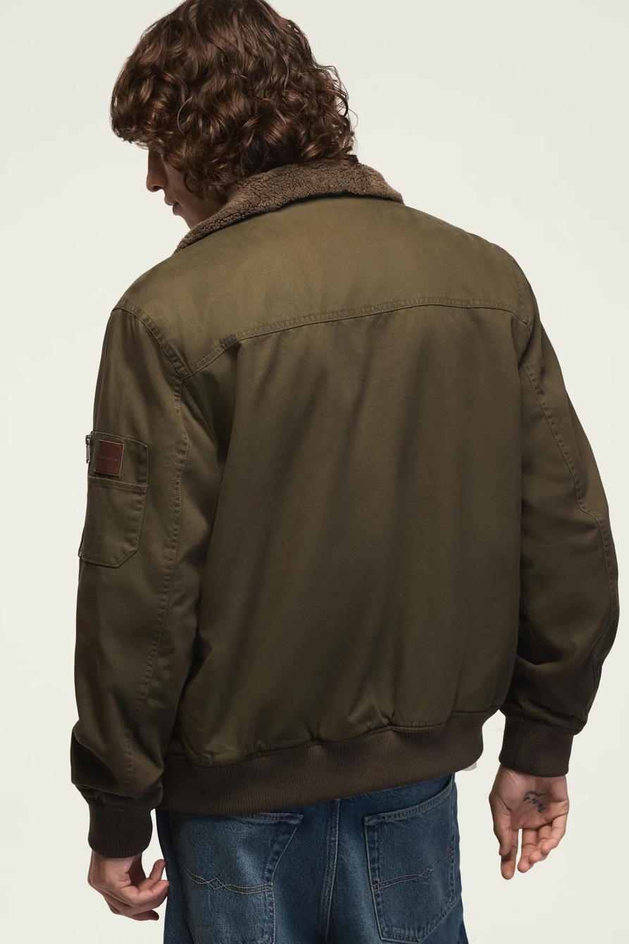 SHERPA LINED FLIGHT JACKET — OLIVE — image 3