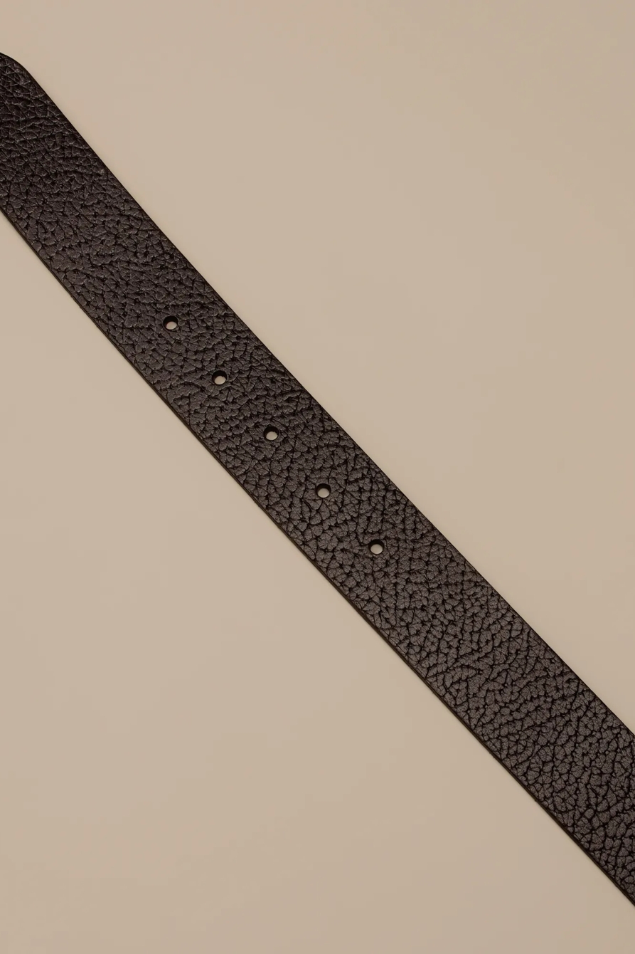 TEXTURED LEATHER BELT — DARK BROWN — image 2