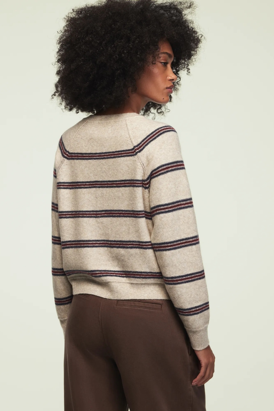 CLOUD SOFT STRIPED HENLEY SWEATER — FADED OATMEAL HTR — image 3