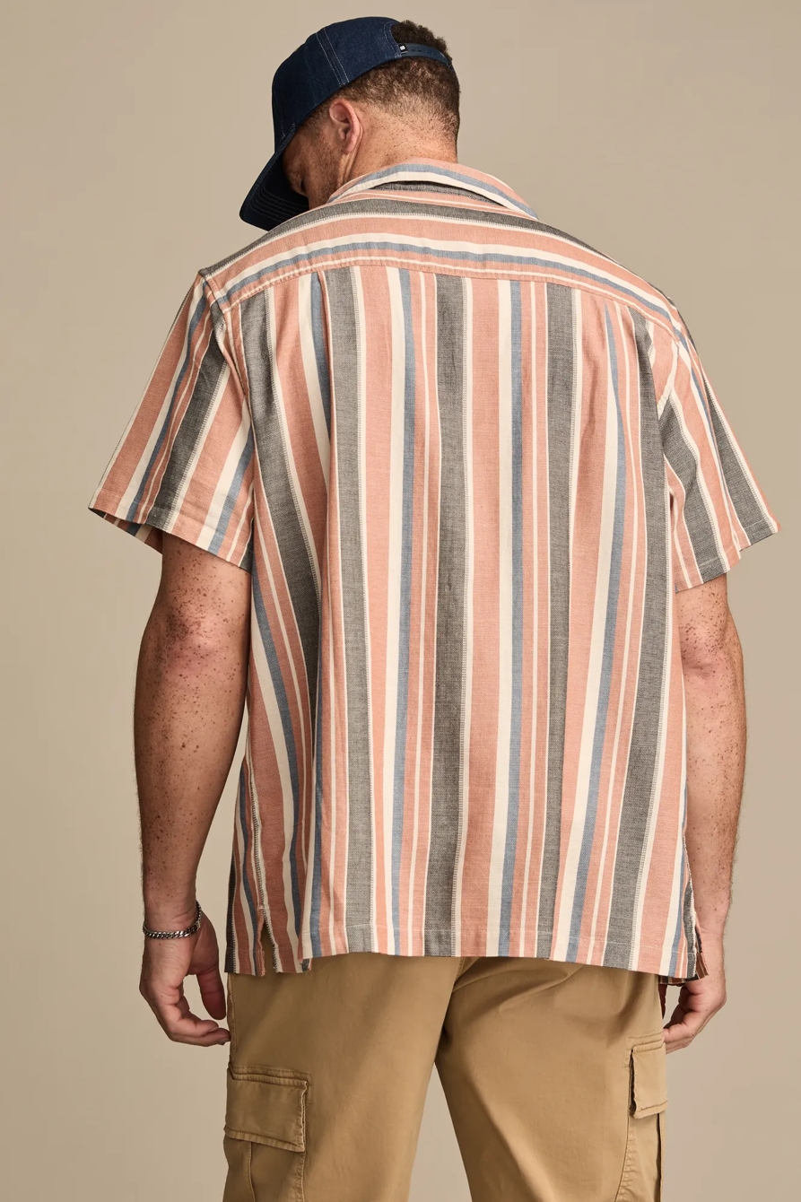 BIG & TALL STRIPED SHORT SLEEVE CAMP COLLAR SHIRT — MULTI STRIPE — image 5