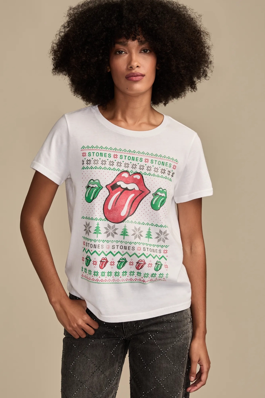 ROLLING STONES FAIR ISLE CLASSIC CREW — BRIGHT WHITE — image 1