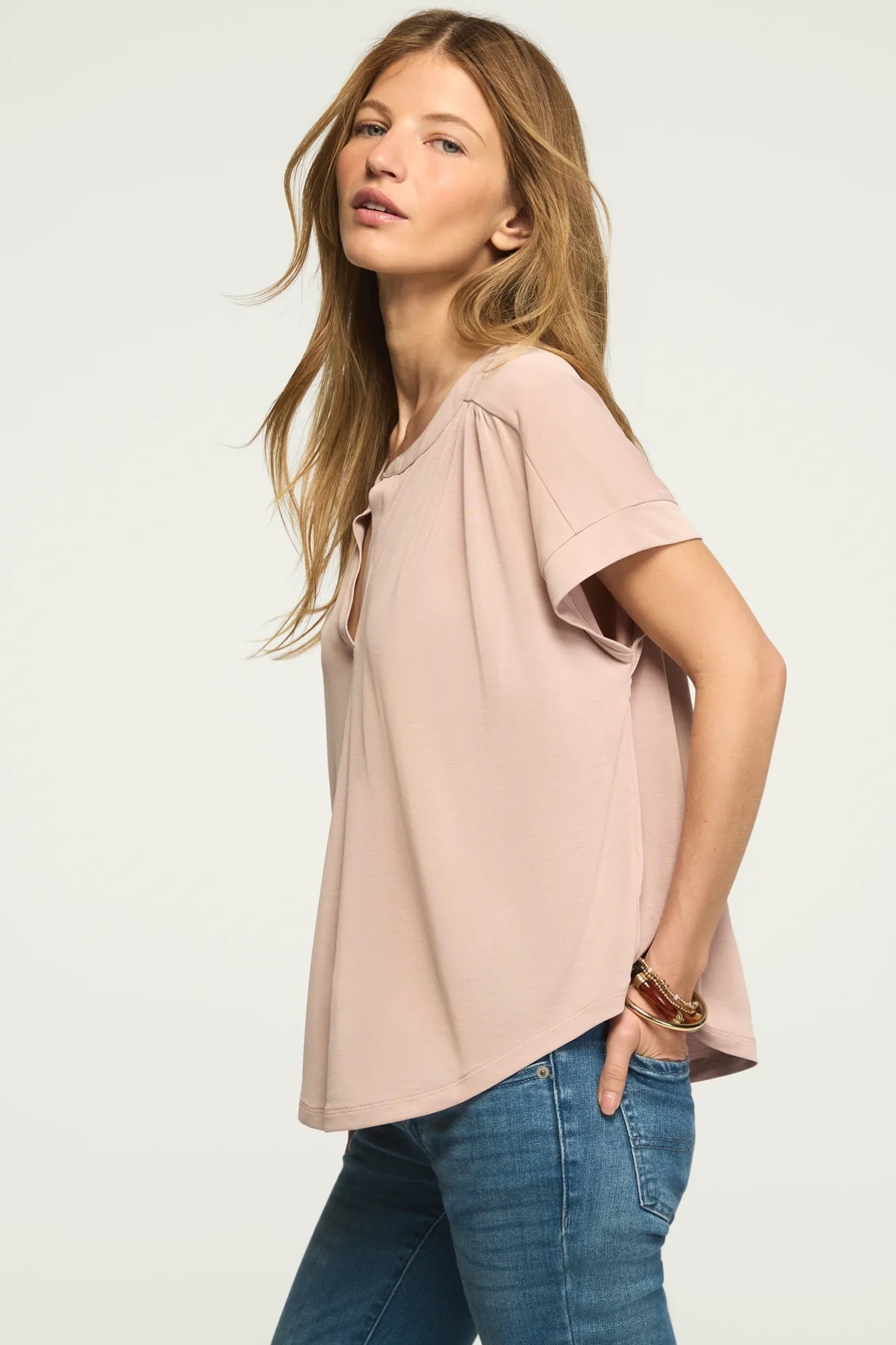 SANDWASH NOTCH NECK DOLMAN TEE — ADOBE ROSE — image 4