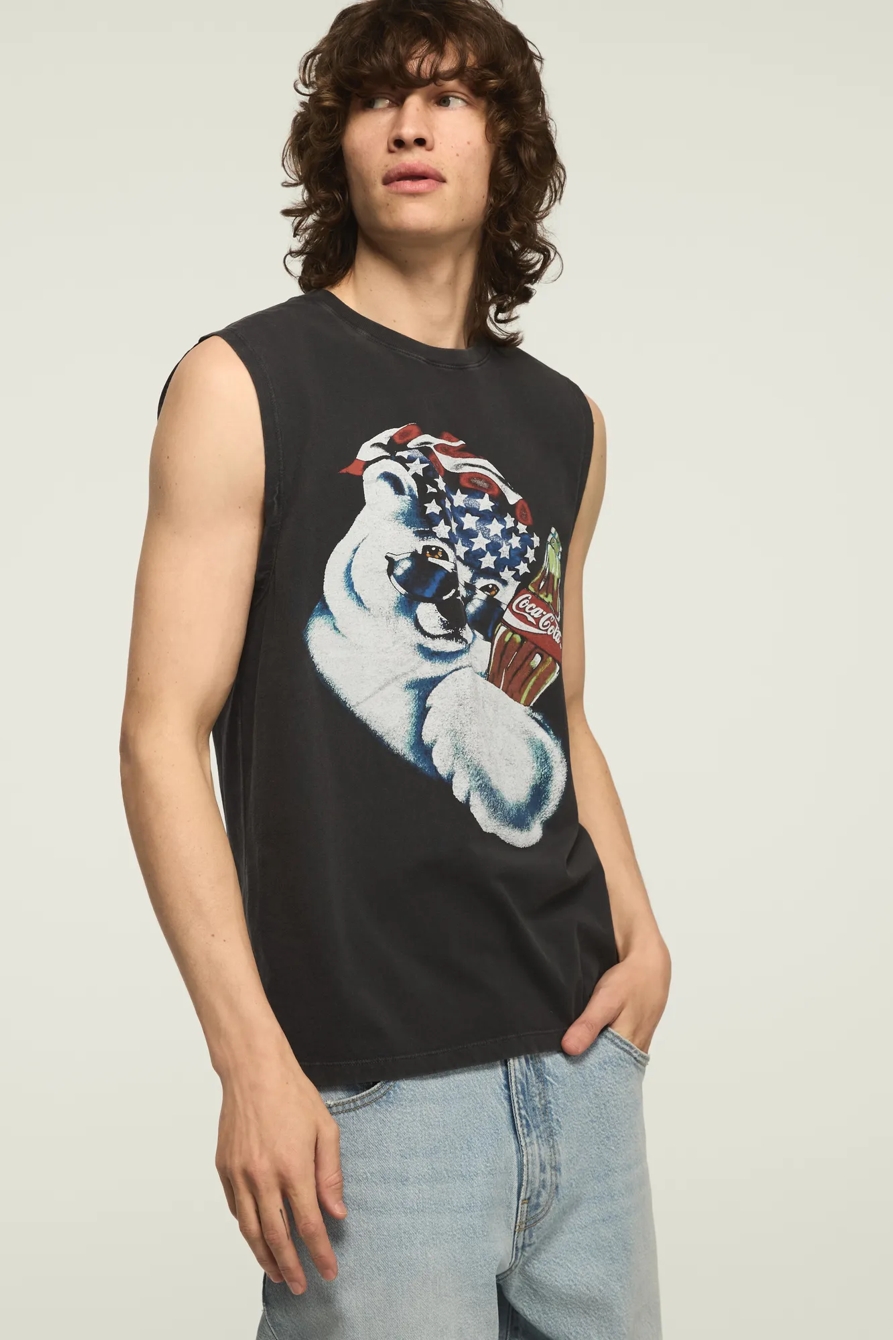 COCA-COLA POLAR BEAR SLEEVELESS TEE — JET BLACK — image 3