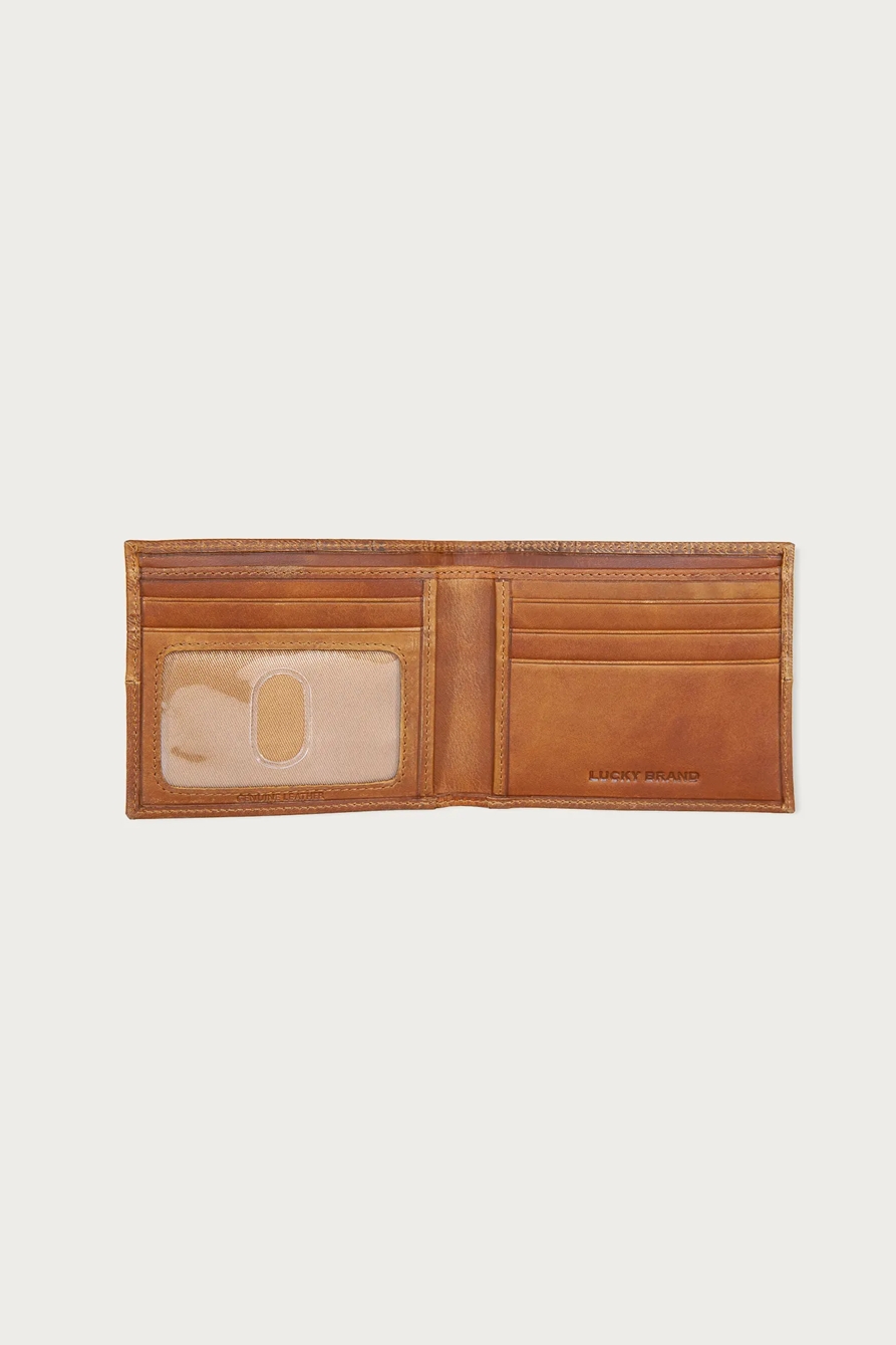 PLAID EMBOSSED LEATHER BIFOLD WALLET — DARK BROWN — image 3