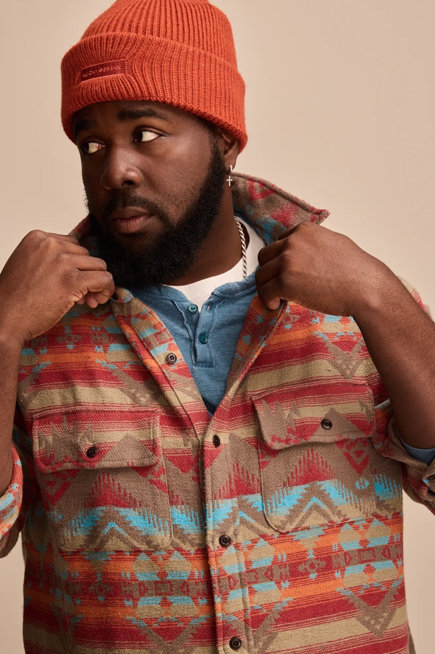 BIG & TALL SOUTHWESTERN JACQUARD HUMBOLDT LONG SLEEVE SHIRT — ORANGE MULTI — image 2