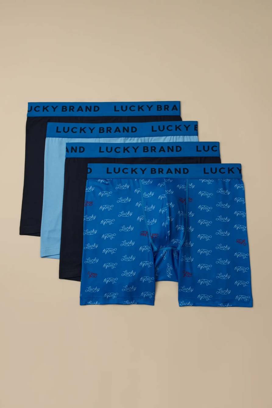 4 PACK ESSENTIAL SOFT BOXER BRIEFS — CURSIVE LUCKY PPRINT — image 1