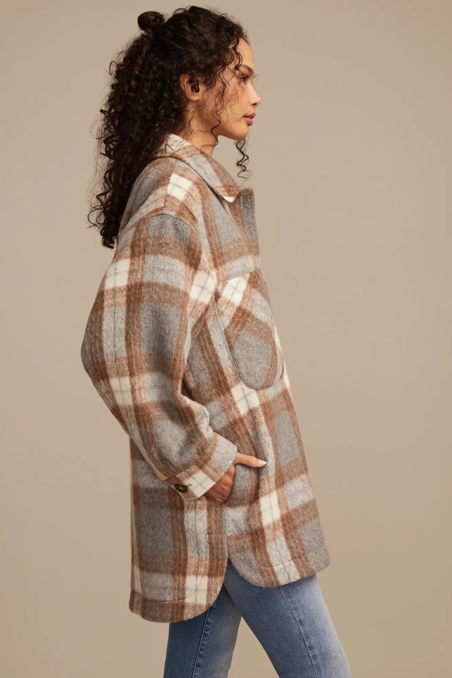 OVERSIZED PLAID SHIRT JACKET — Grey Plaid — image 4