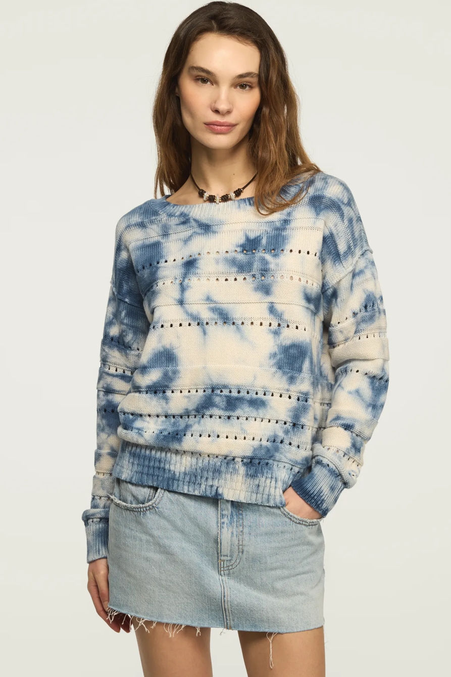 BEACHY TIE DYE PULLOVER SWEATER — TRUE NAVY — image 1
