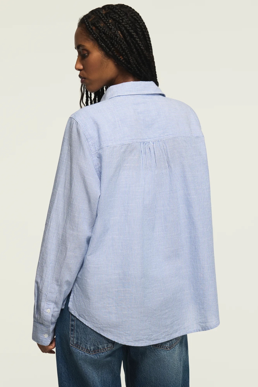 THE BOYFRIEND BUTTON-DOWN SHIRT — BLUE STRIPE — image 3