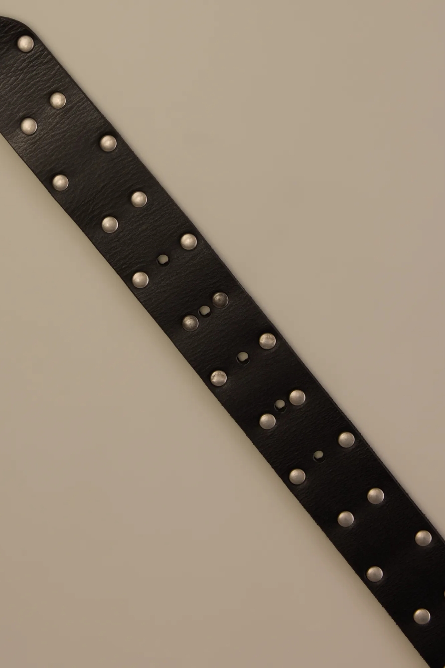 Leather Studd Belt — BLACK — image 2