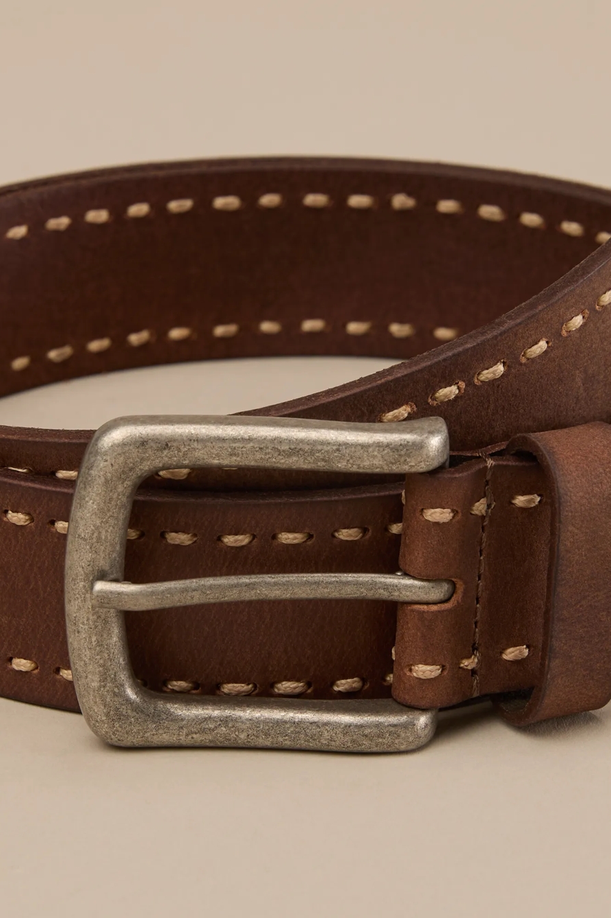 LEATHER CORD LACING BELT — DARK BROWN — image 3