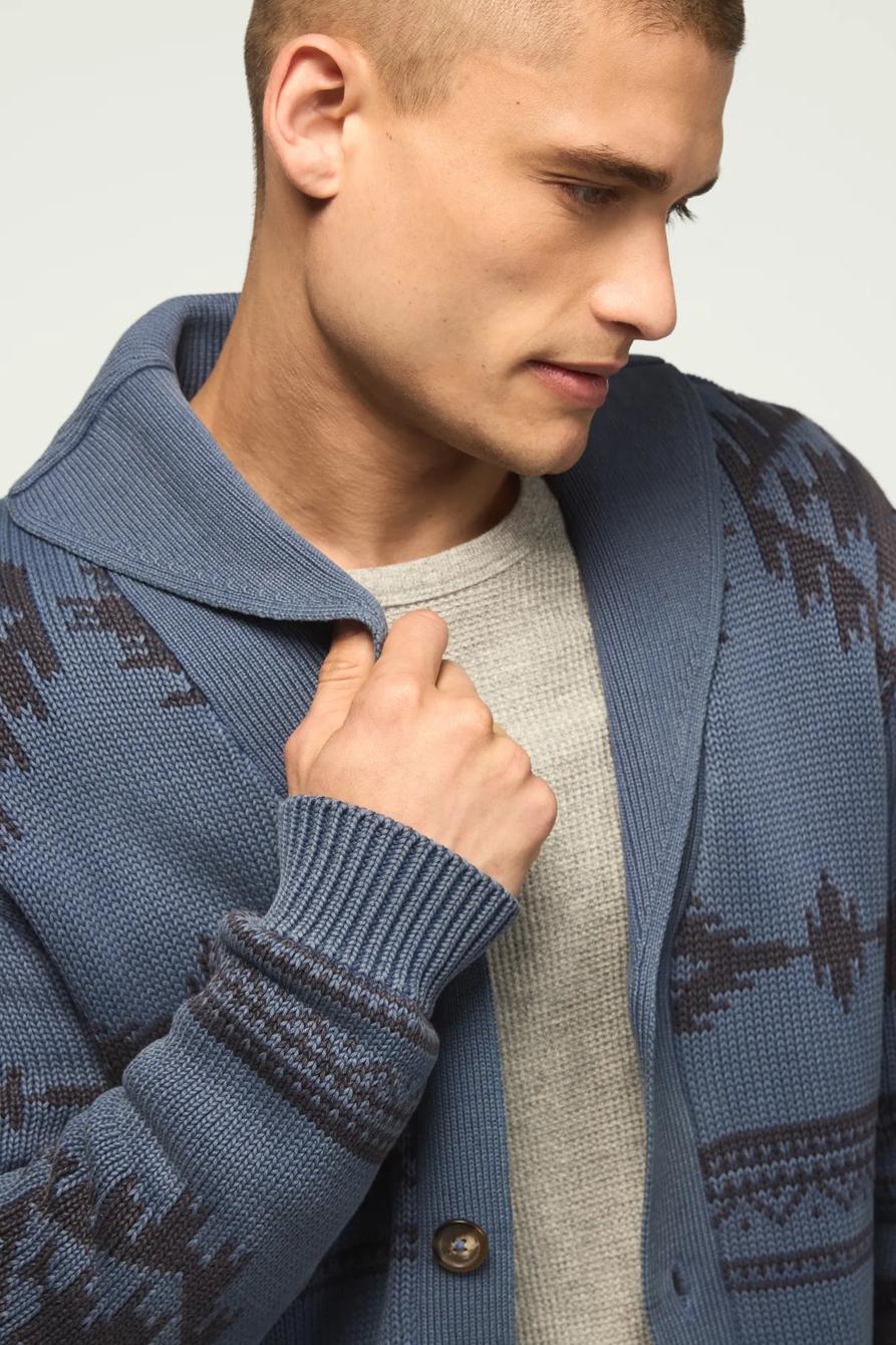 SOUTHWESTERN SHAWL CARDIGAN — Vintage Indigo — image 6