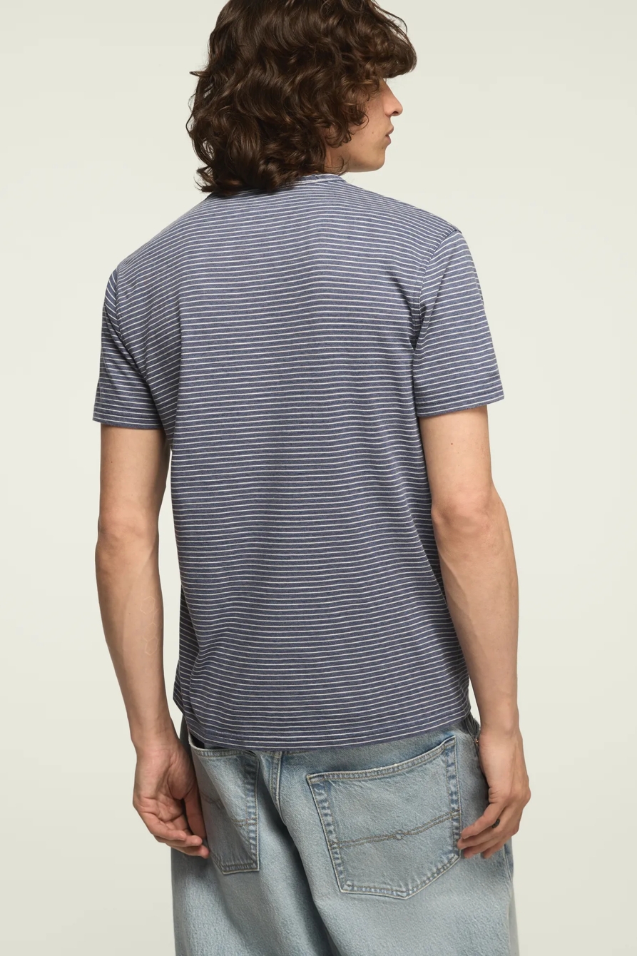 STRIPED VENICE BURNOUT NOTCH NECK TEE — BLUE MULTI — image 4