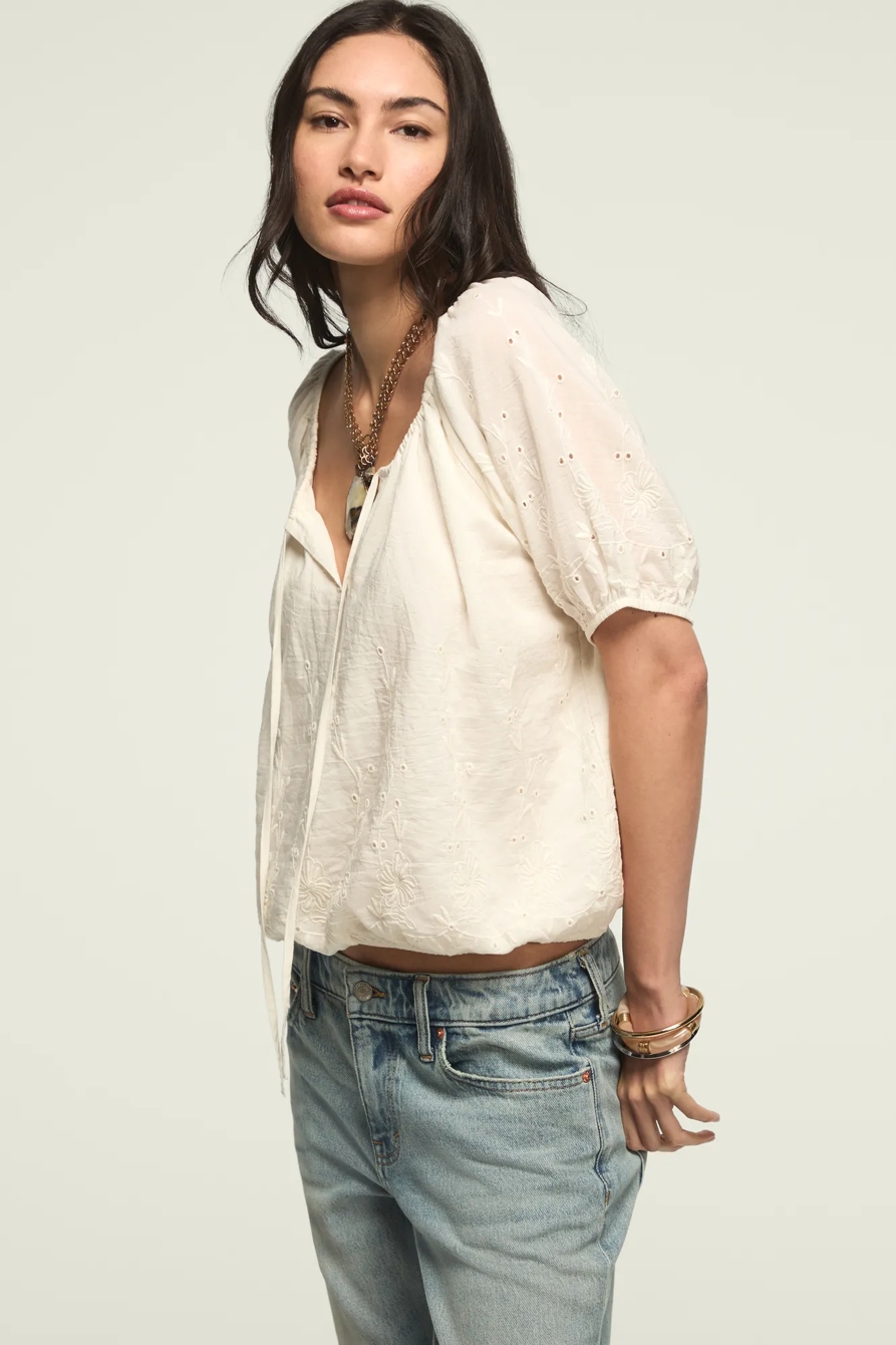 SHORT SLEEVE BUBBLE TOP — WHISPER WHITE — image 4
