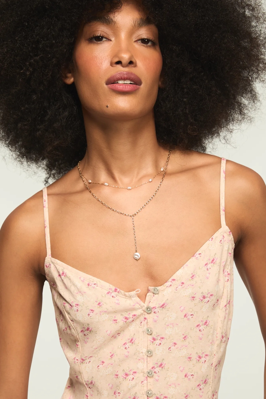 FESTIVAL PRINTED SIMONE SLIP DRESS — PEACH FLORAL — image 5