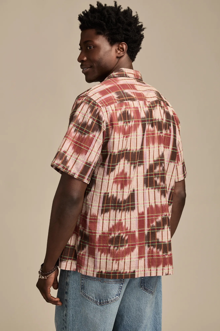 IKAT CAMP COLLAR SHORT SLEEVE SHIRT — BROWN MULTI — image 3