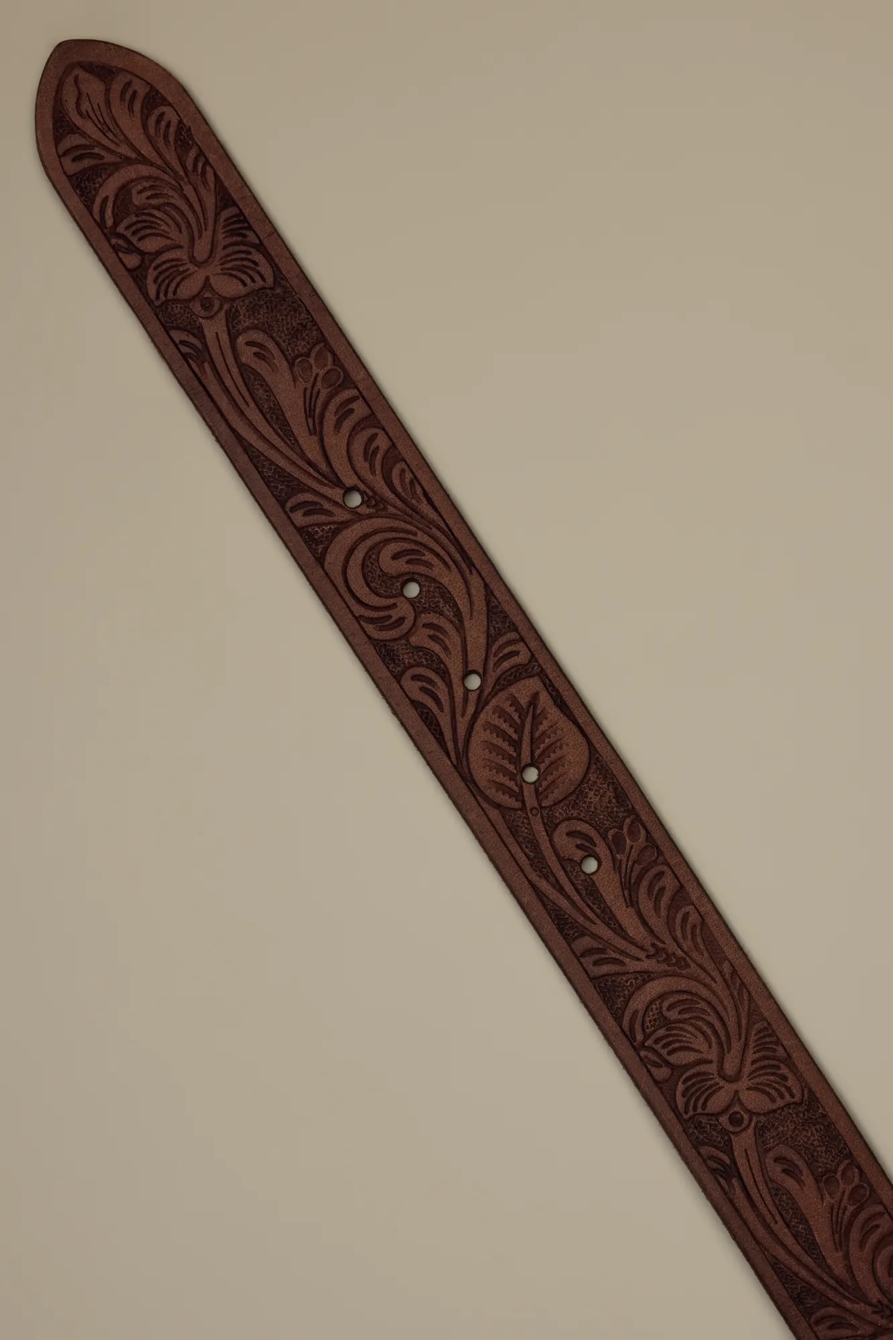 EMBOSSED BELT — BROWN — image 2