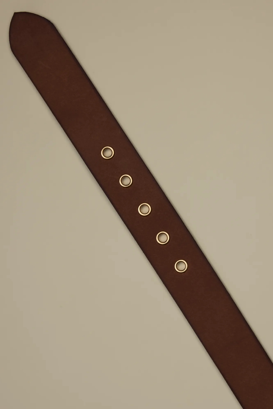 STITCHED LEATHER BELT — TAN — image 2