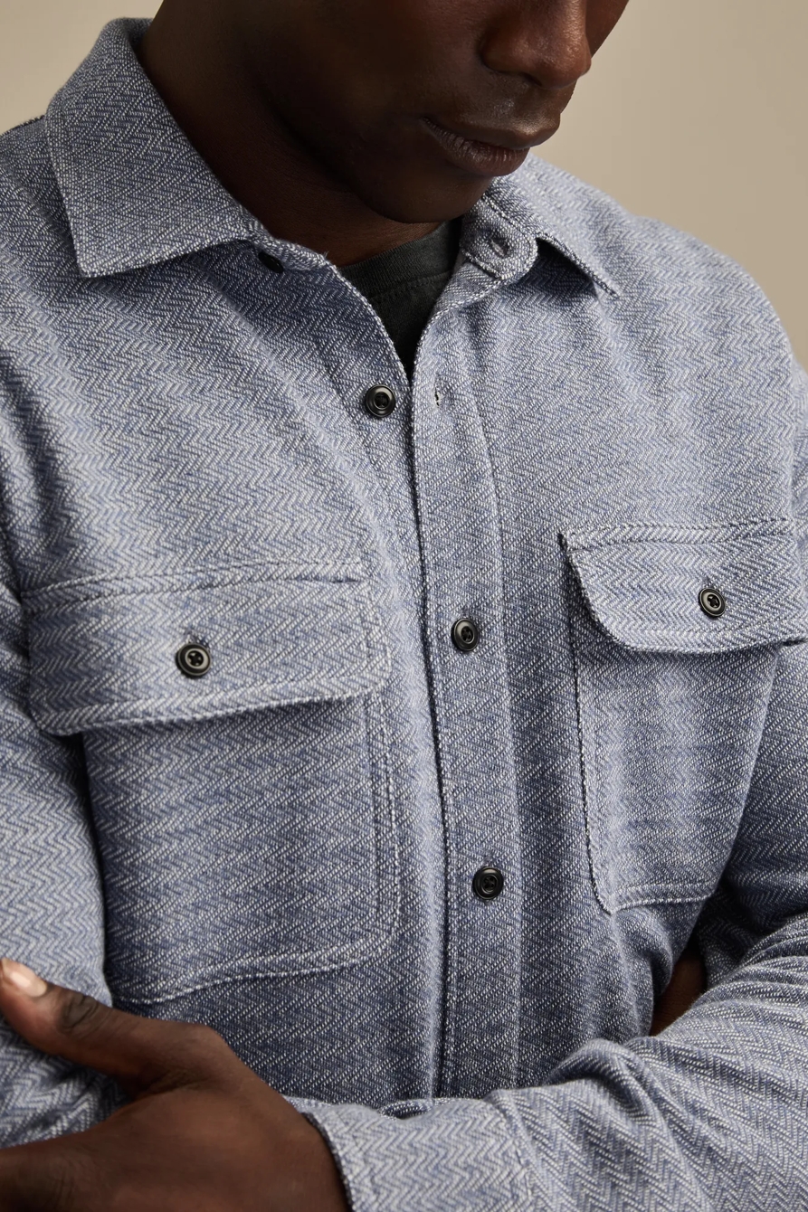 HERRINGBONE KNIT SHIRT — HEATHER BLUE — image 3