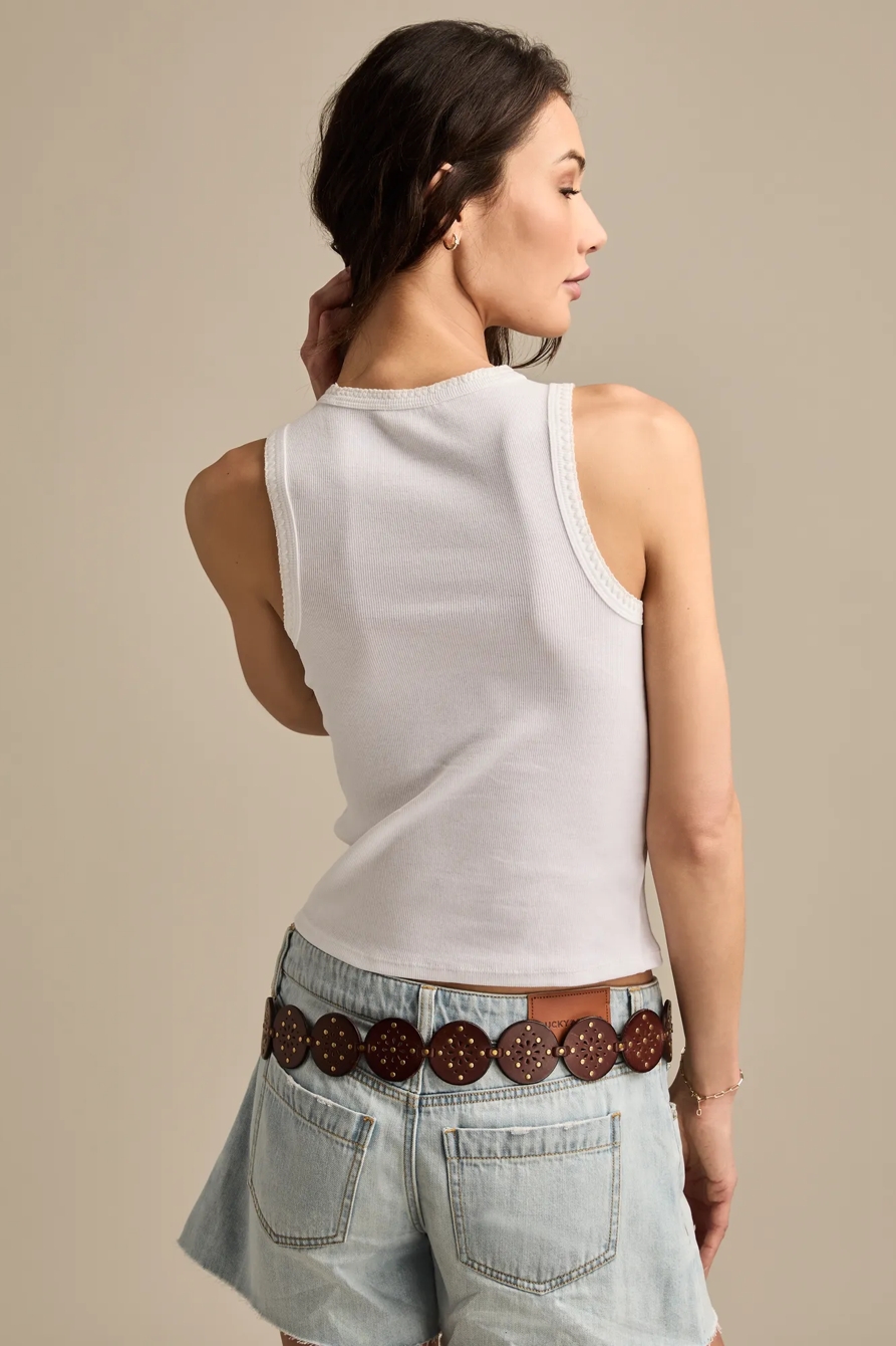 CROCHET TRIM TANK — BRIGHT WHITE — image 4