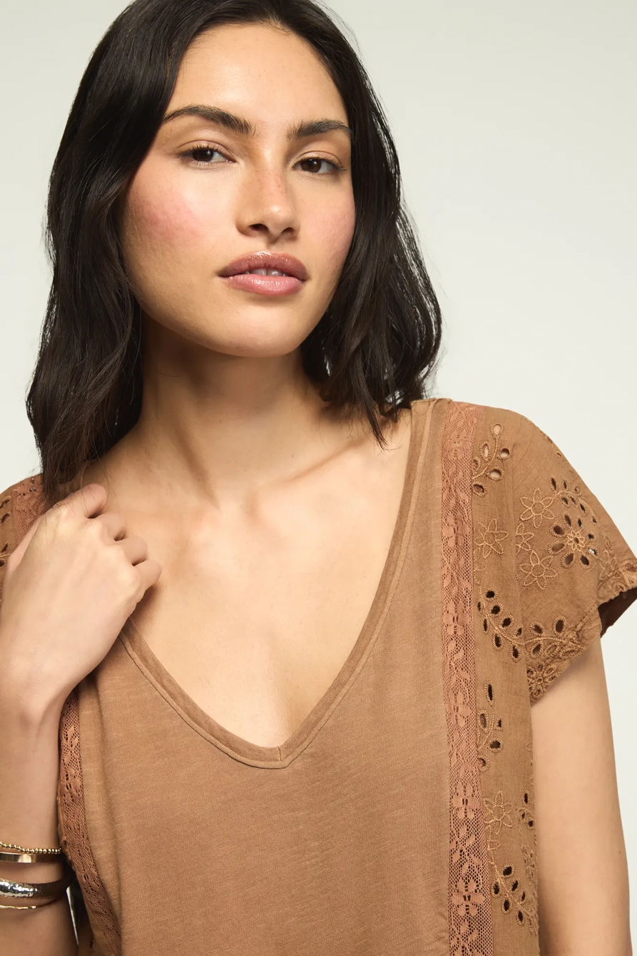 EYELET FASHION SWING TEE — CAFE CREME — image 6