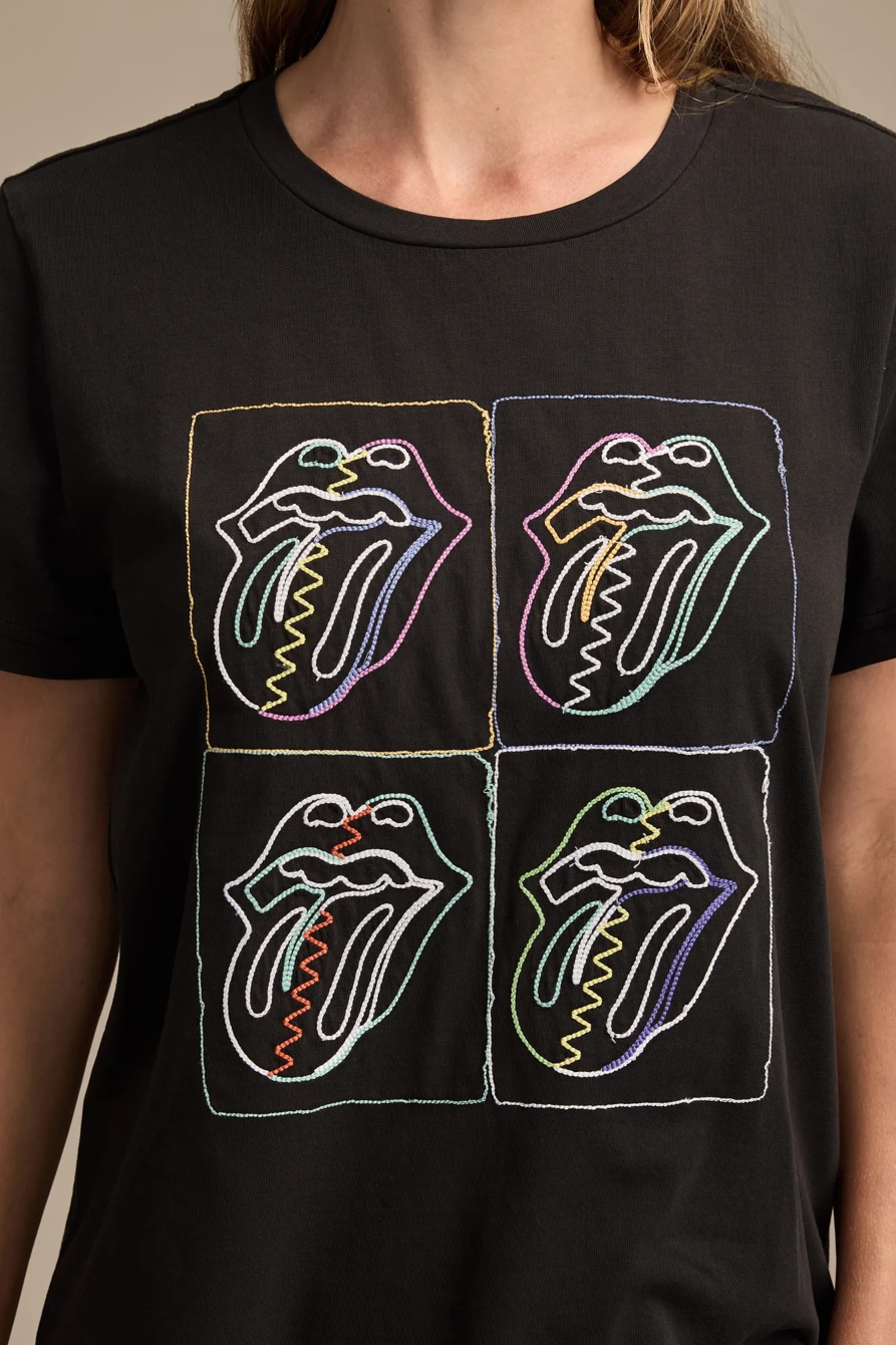 MULTI COLOR ROLLING STONES LIP CLASSIC CREW — JET BLACK — image 2