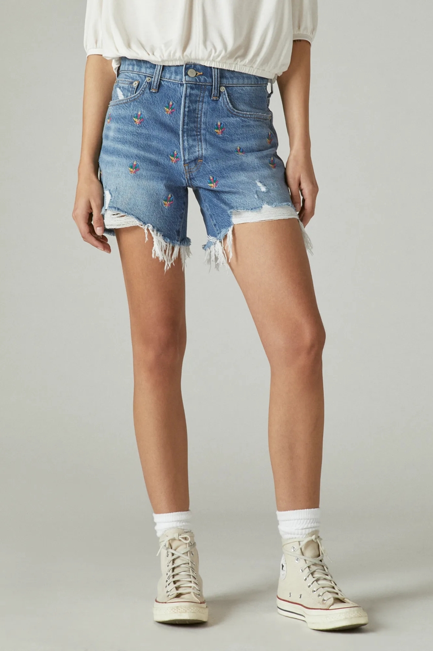 LUCKY LEGEND EMBROIDERED 5" HIGH RISE 90s MIDI SHORT — GROUND BREAKING — image 4