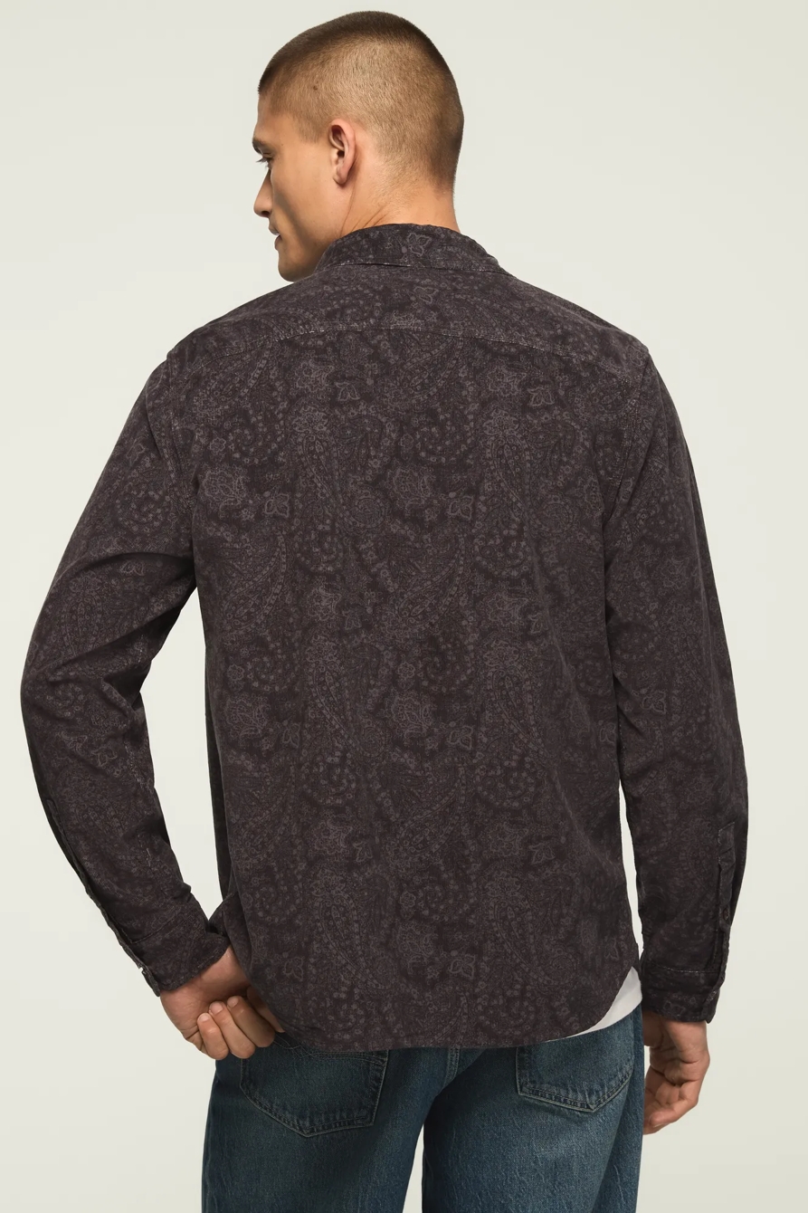 PRINT CORDUROY LONG SLEEVE WORKSHIRT — BLACK PRINT — image 3