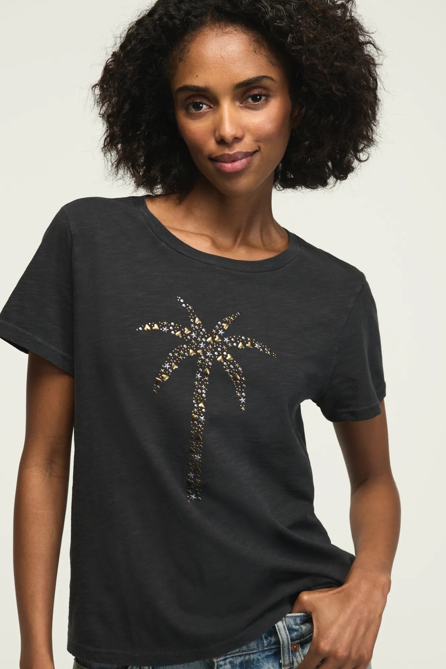 EMBELLISHED PALM CLASSIC CREW — JET BLACK — image 1