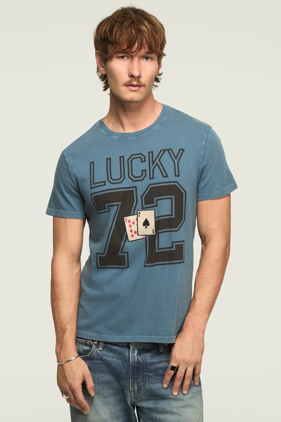 LUCKY PLAYING CARDS FOOTBALL TEE — REAL TEAL — image 1