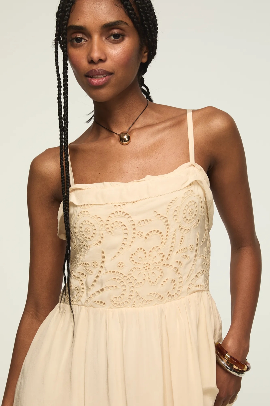 CUTWORK MIDI DRESS — BLUSH — image 2