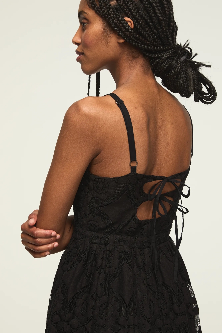 DROP WAIST BALLET MIDI DRESS — #001 BLACK — image 2
