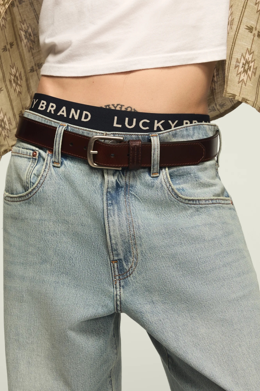 DISTRESSED LEATHER LOGO BELT — BROWN — image 3