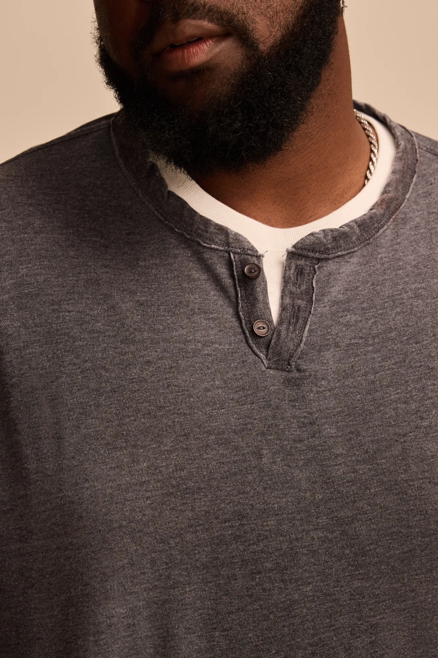 BIG & TALL VENICE BURNOUT LONG SLEEVE NOTCH NECK SHIRT — JET BLACK — image 2