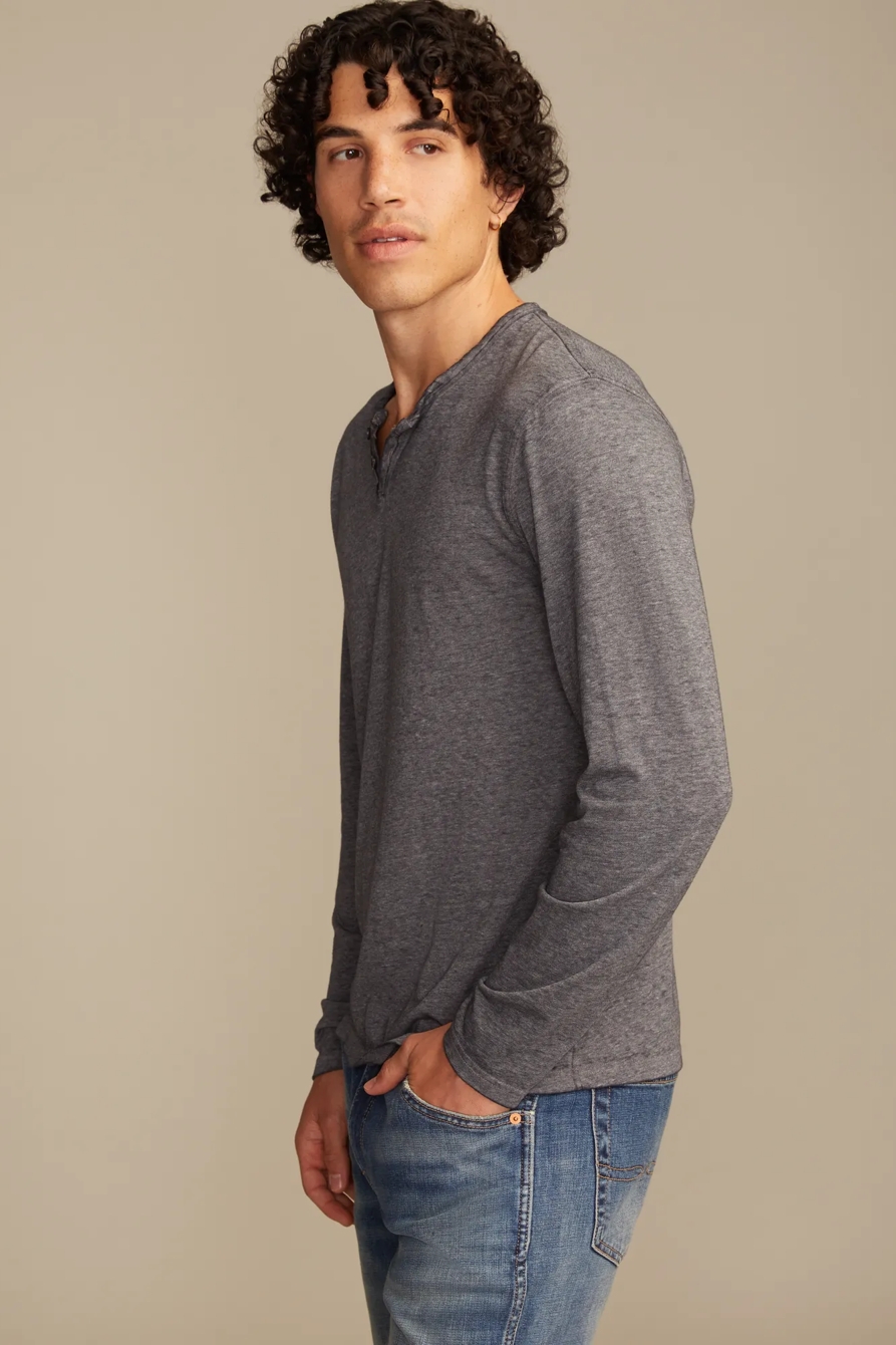 VENICE BURNOUT LONG SLEEVE NOTCH NECK TEE — JET BLACK — image 4