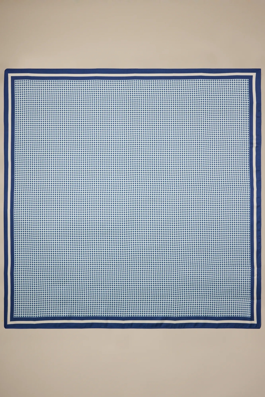 SILKY GINGHAM SCARF — BLUE — image 2