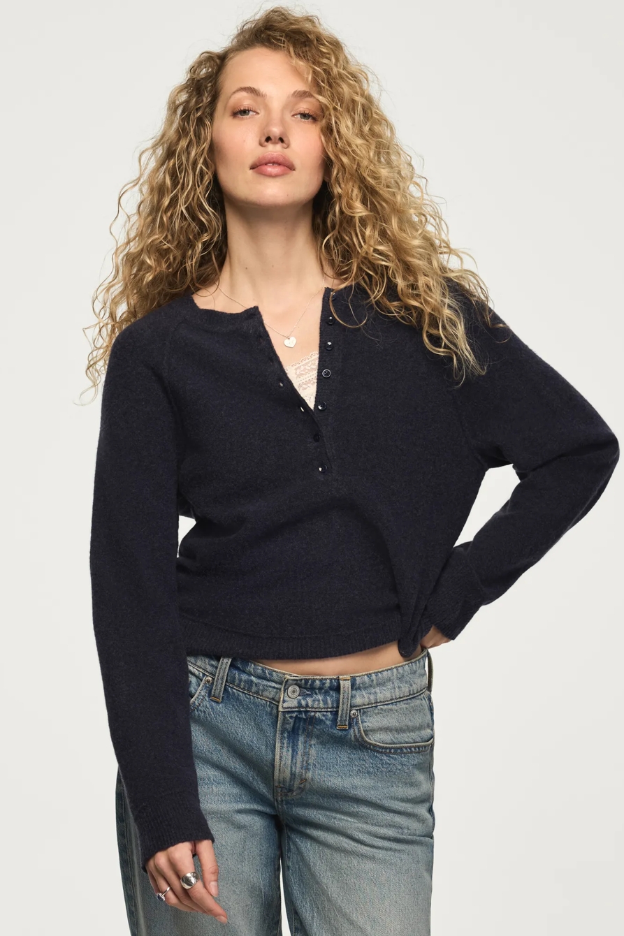 CLOUD SOFT HENLEY SWEATER — OVERTURE HTR — image 1