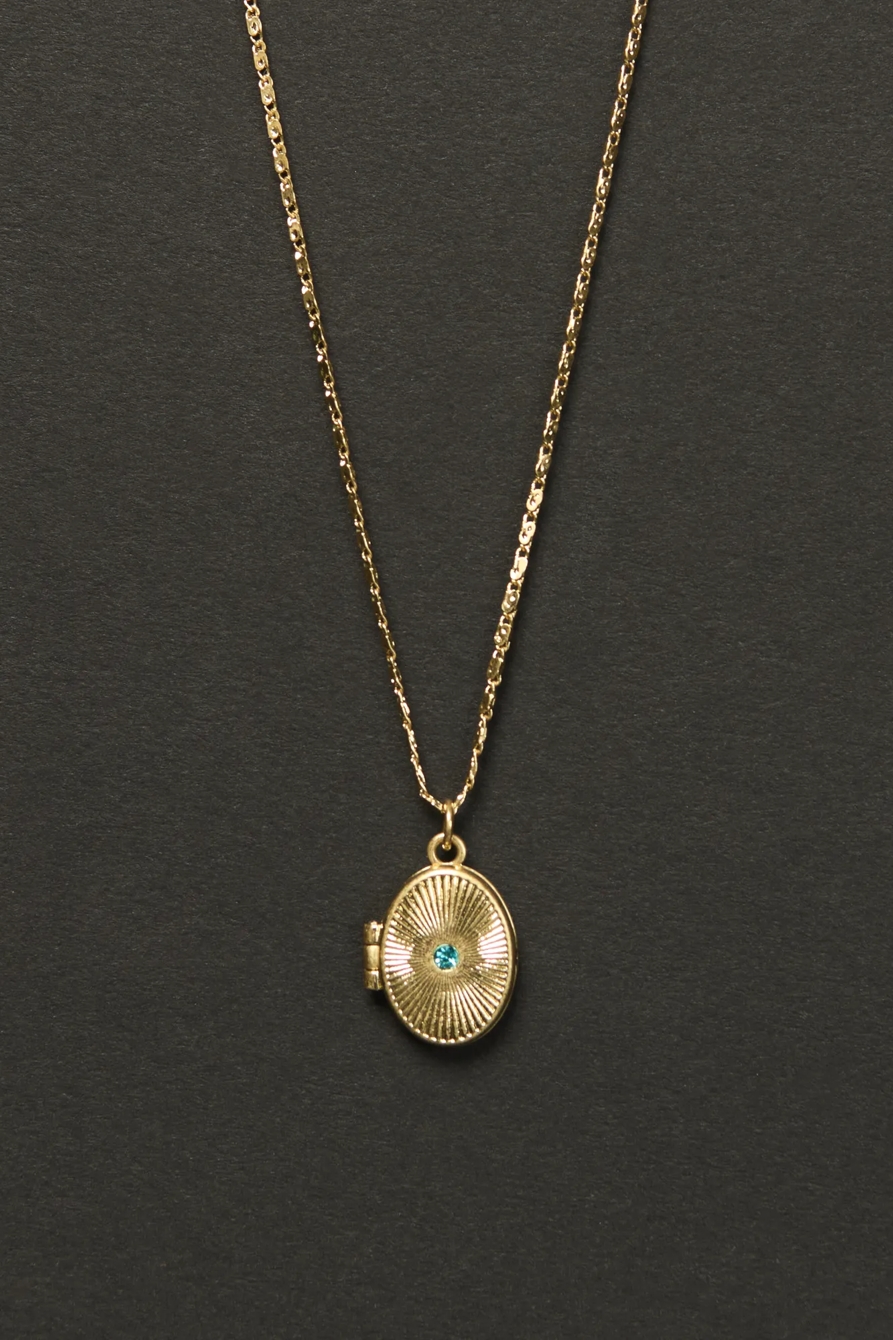 FLOWER LOCKET NECKLACE — GOLD — image 1