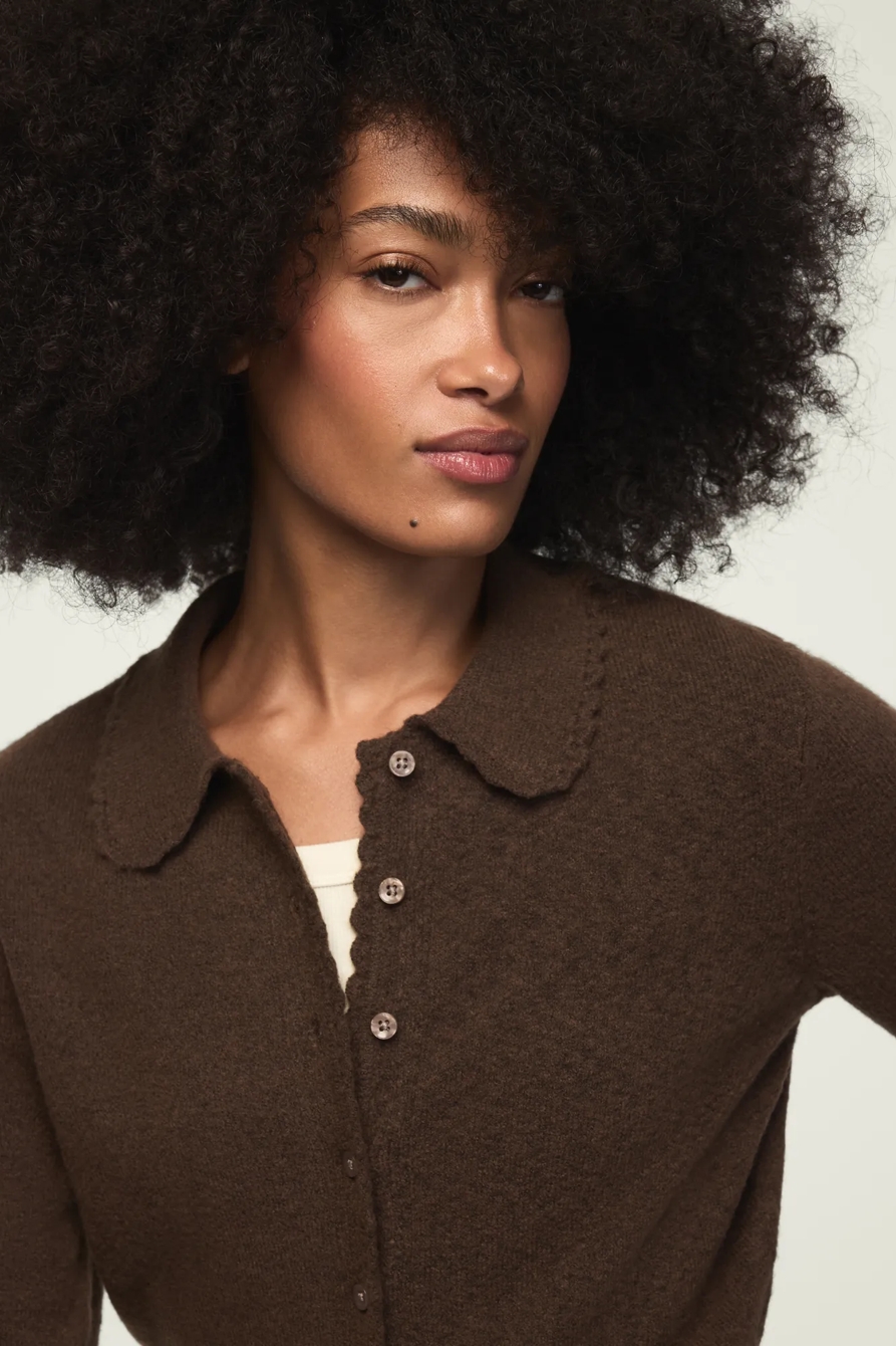 PETERPAN COLLAR CARDIGAN — HOT FUDGE — image 2