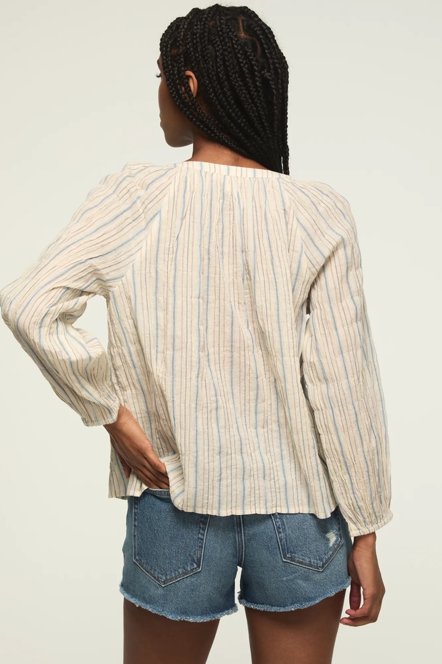 LONG SLEEVE BUTTON BLOUSE — #1643 LIGHT SEASHELL — image 3