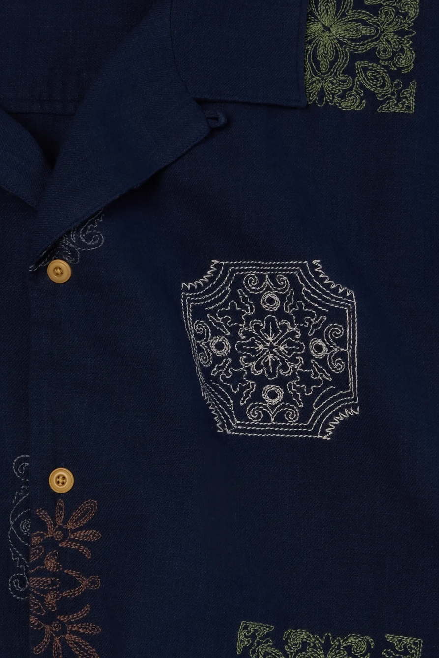 BIG AND TALL NOVELTY CAMP COLLAR SHIRT — BLUE MULTI — image 2